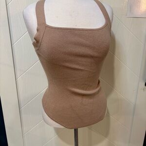 Abercrombie & Fitch Tan Square Neck Cross Back Sweater Knit Bodysuit Medium